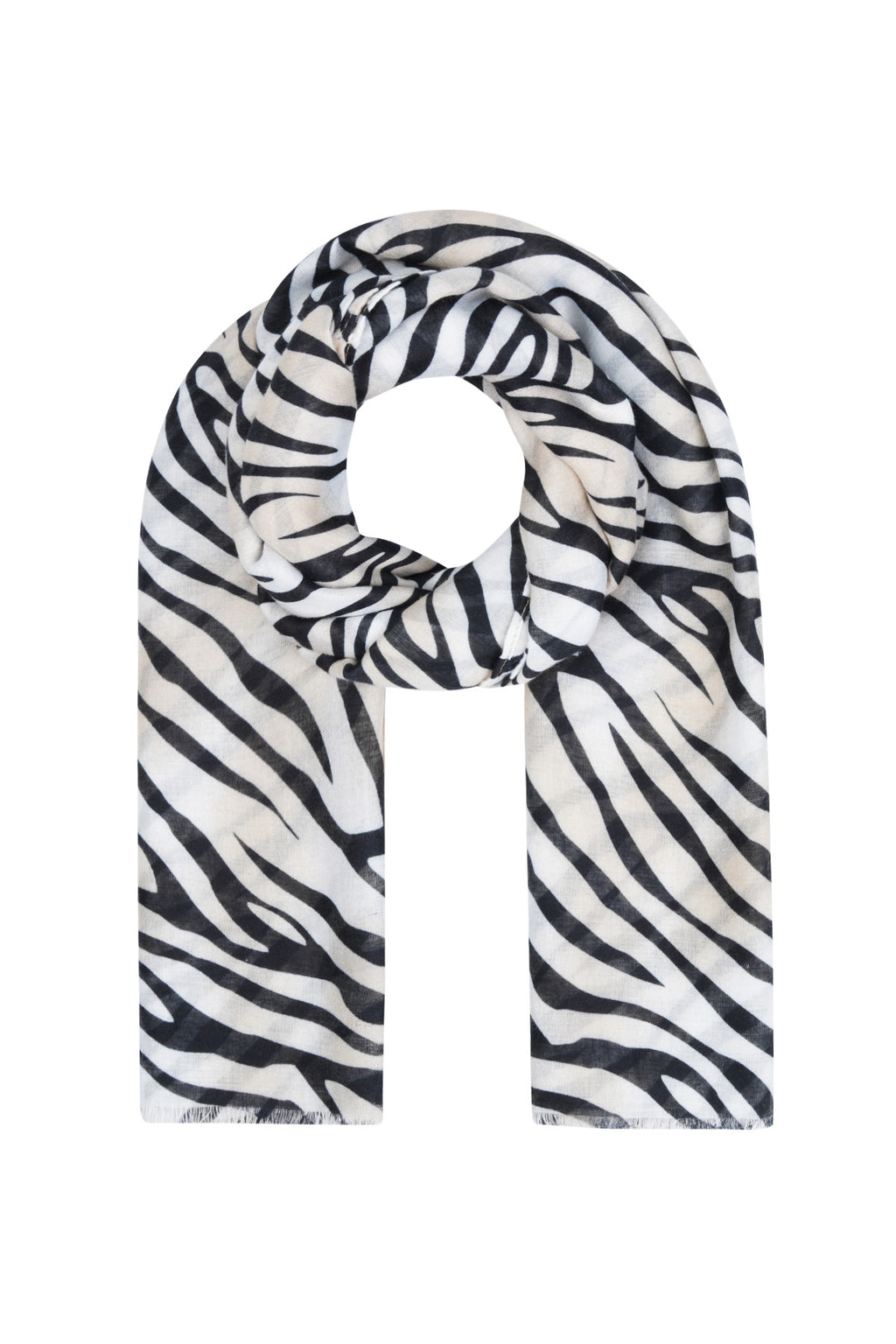 Zwart witte polyester sjaal met zebra dierenprint patroon