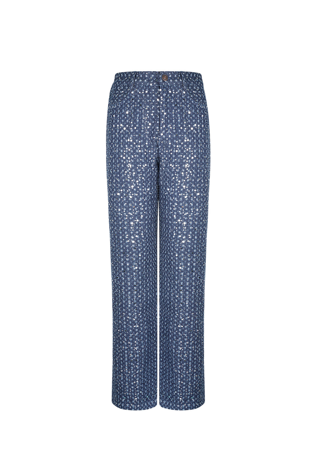Blauwe rechte jeans van denim met pailletten details