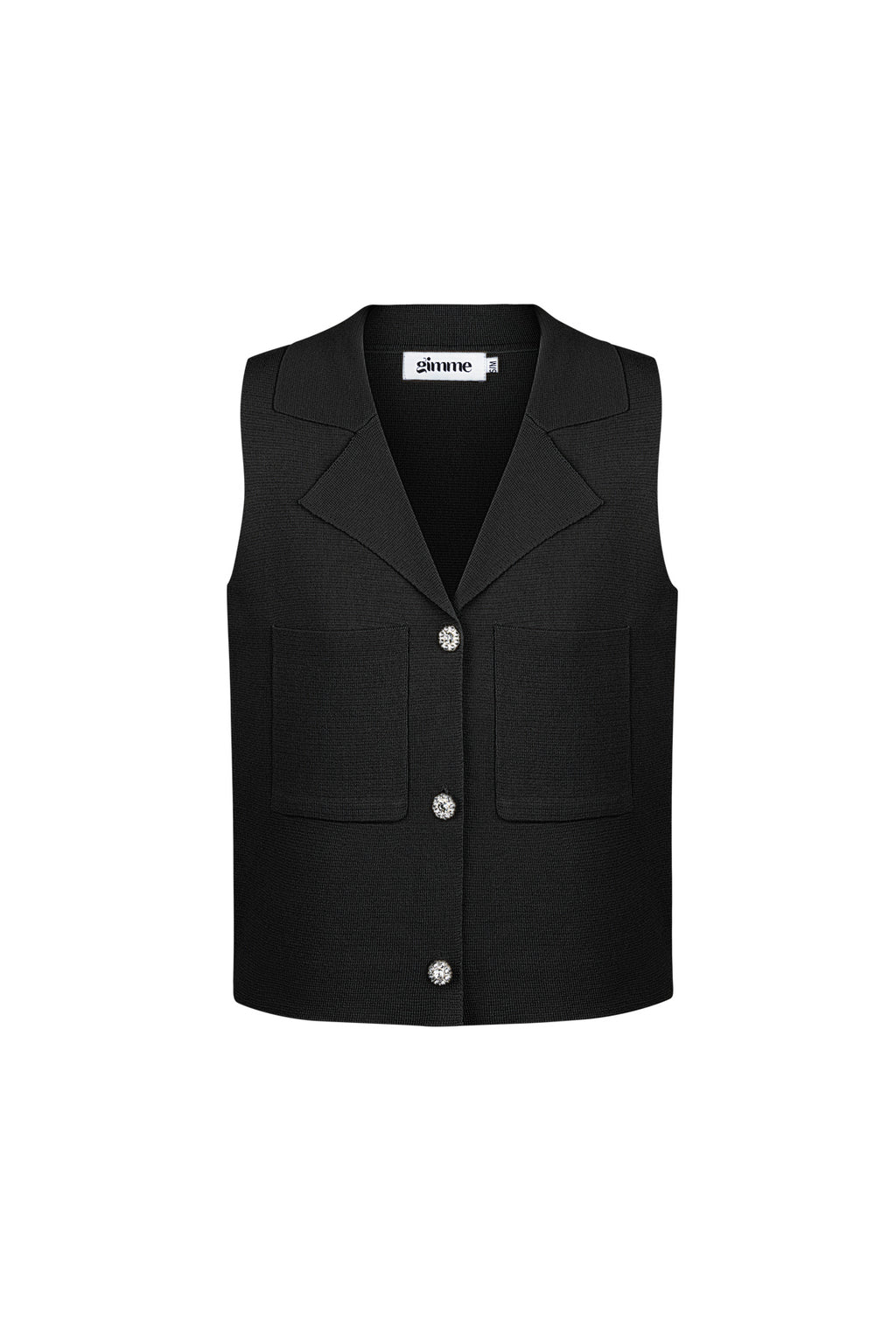 Zwart viscose smoking vest met zilverkleurige knopen en V-hals