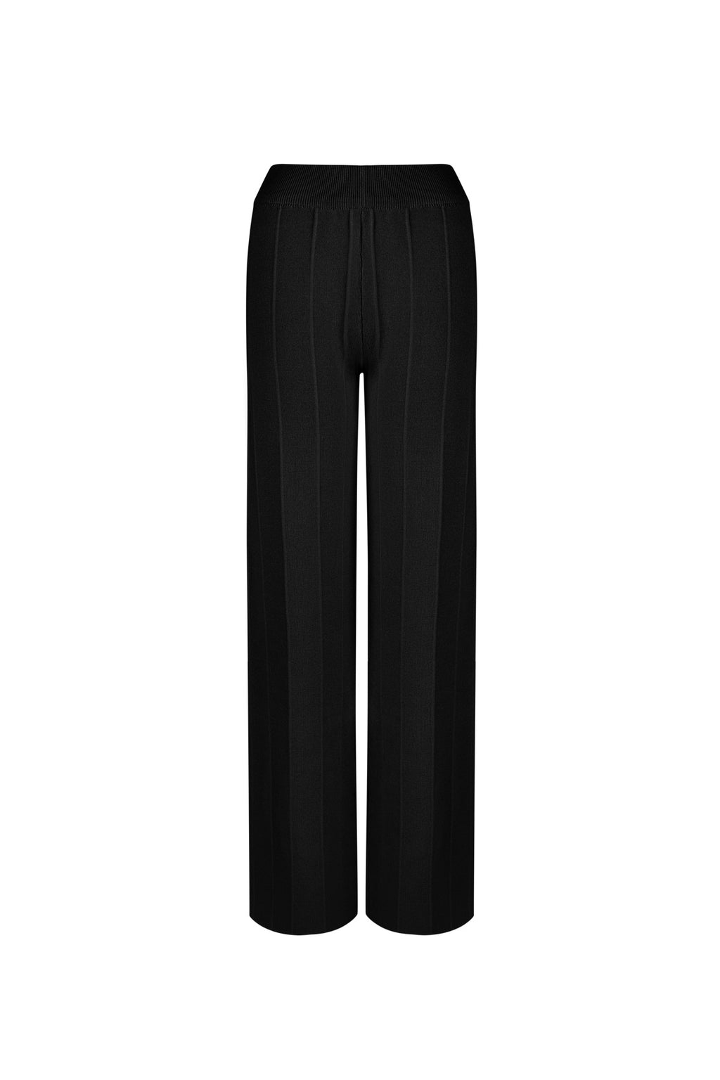 Zwarte wide leg broek van viscose met elastische taille