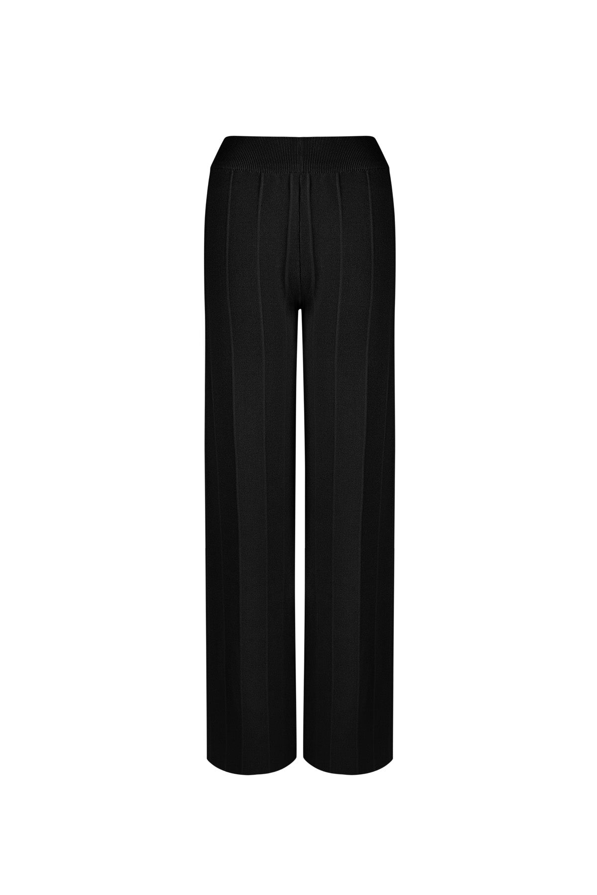 Zwarte wide leg broek van viscose met elastische taille
