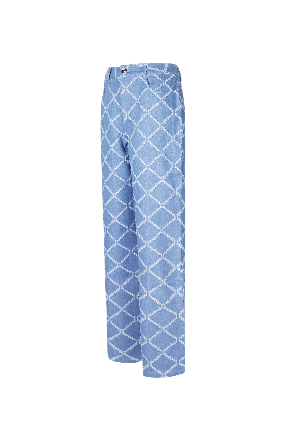 Cotton Woven Women's Straight Leg Pants Plaid Casual