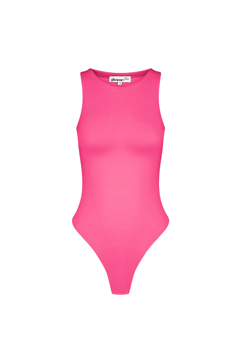 Fuchsia polyester bodysuit met hoge hals en nauwsluitende pasvorm