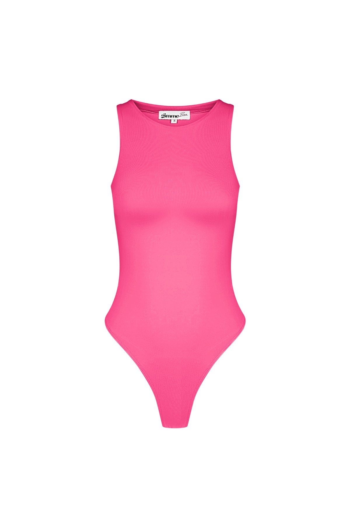 Fuchsia polyester bodysuit met hoge hals en nauwsluitende pasvorm
