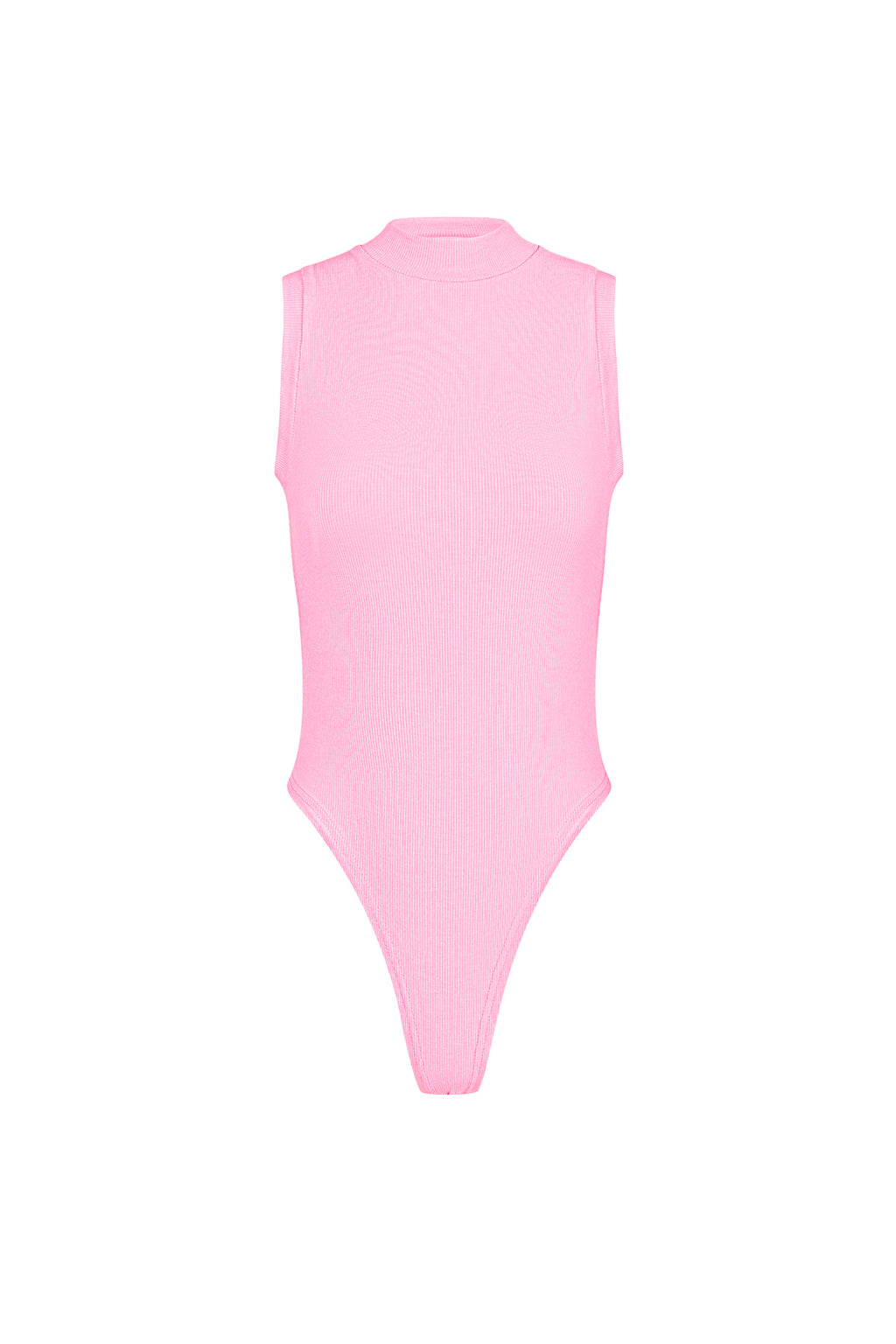 Roze viscose bodysuit met hoge hals en mouwloze pasvorm