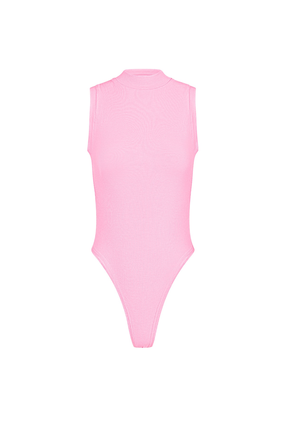 Roze viscose bodysuit met hoge hals en mouwloze pasvorm