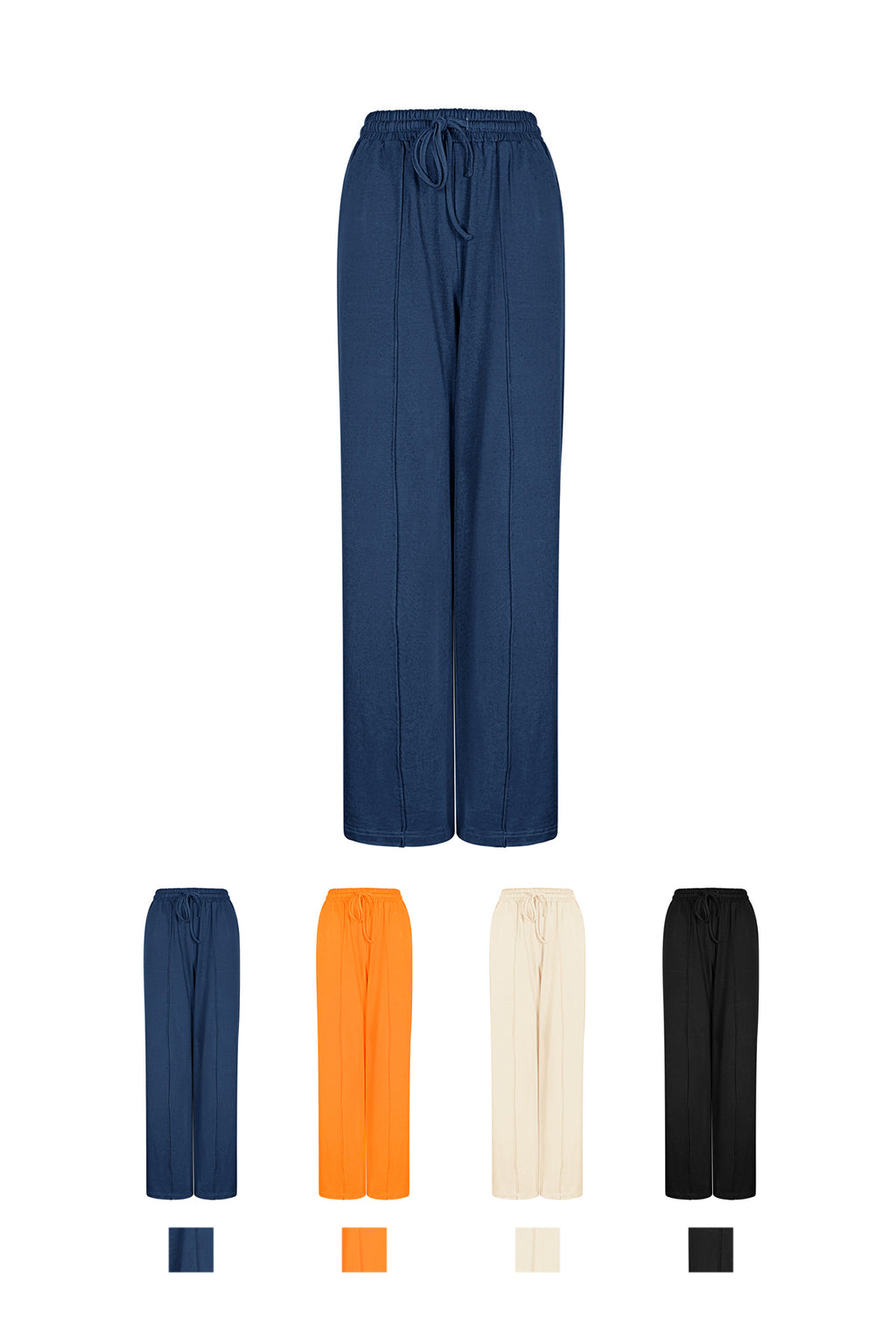 Cotton Women's Wide Leg Pants Comfortable Drawstring Waist