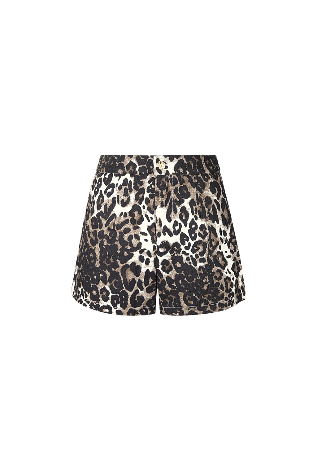 Bruine katoenen short met luipaard print en hoge tailleband