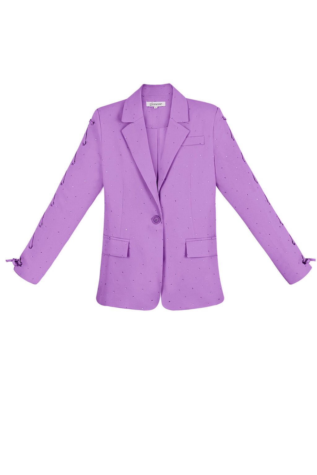 Paarse polyester blazerset met strikdetails aan de mouwen