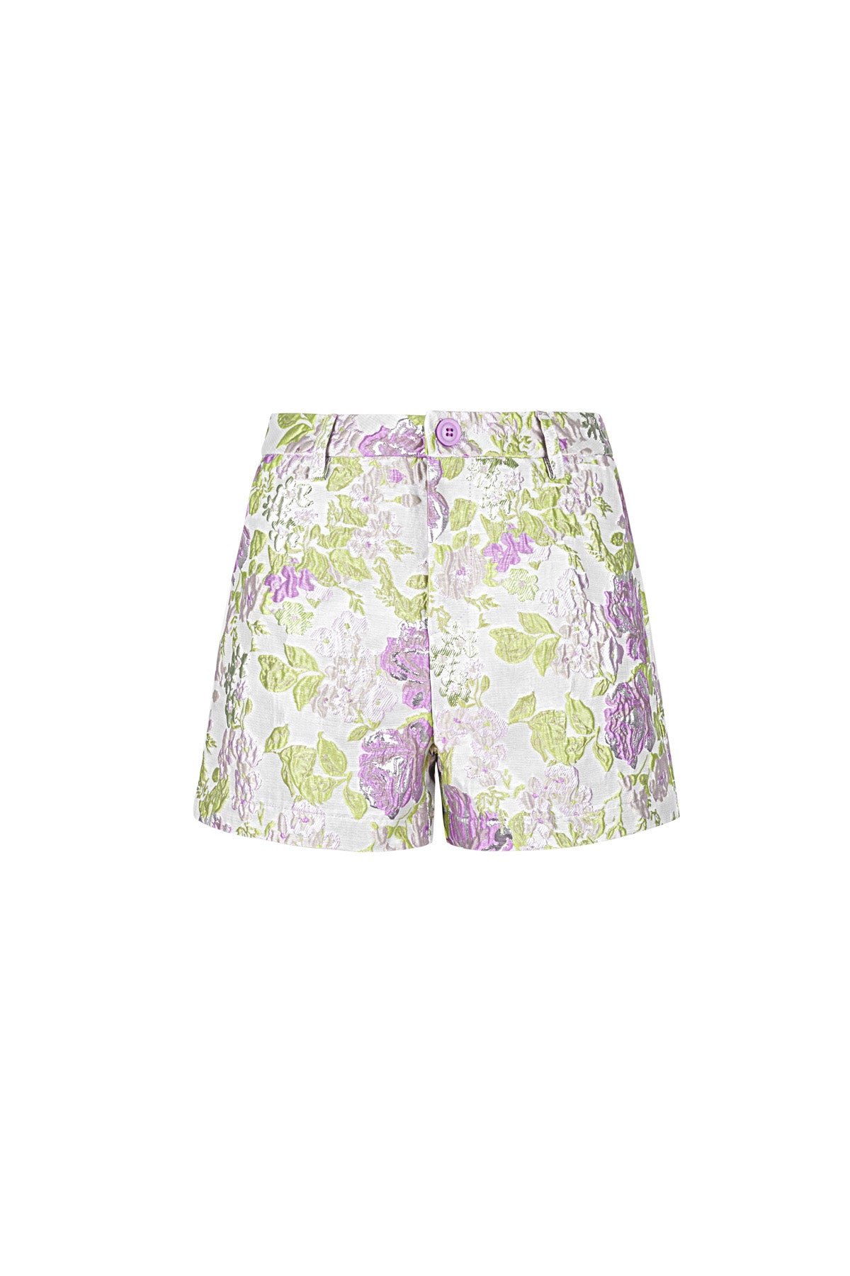 Champagne short met bloemenpatroon in pasteltinten polyester