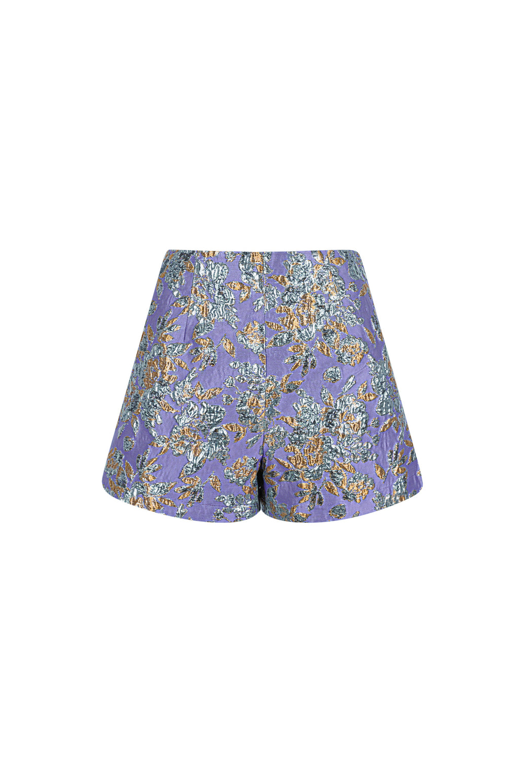 Paarse high-waisted shorts met bloemenprint van polyester