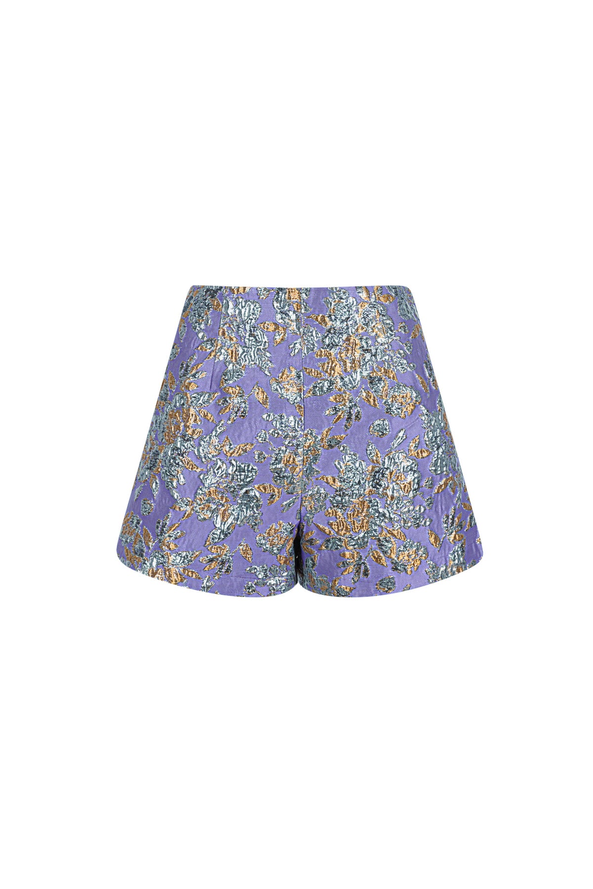 Paarse high-waisted shorts met bloemenprint van polyester