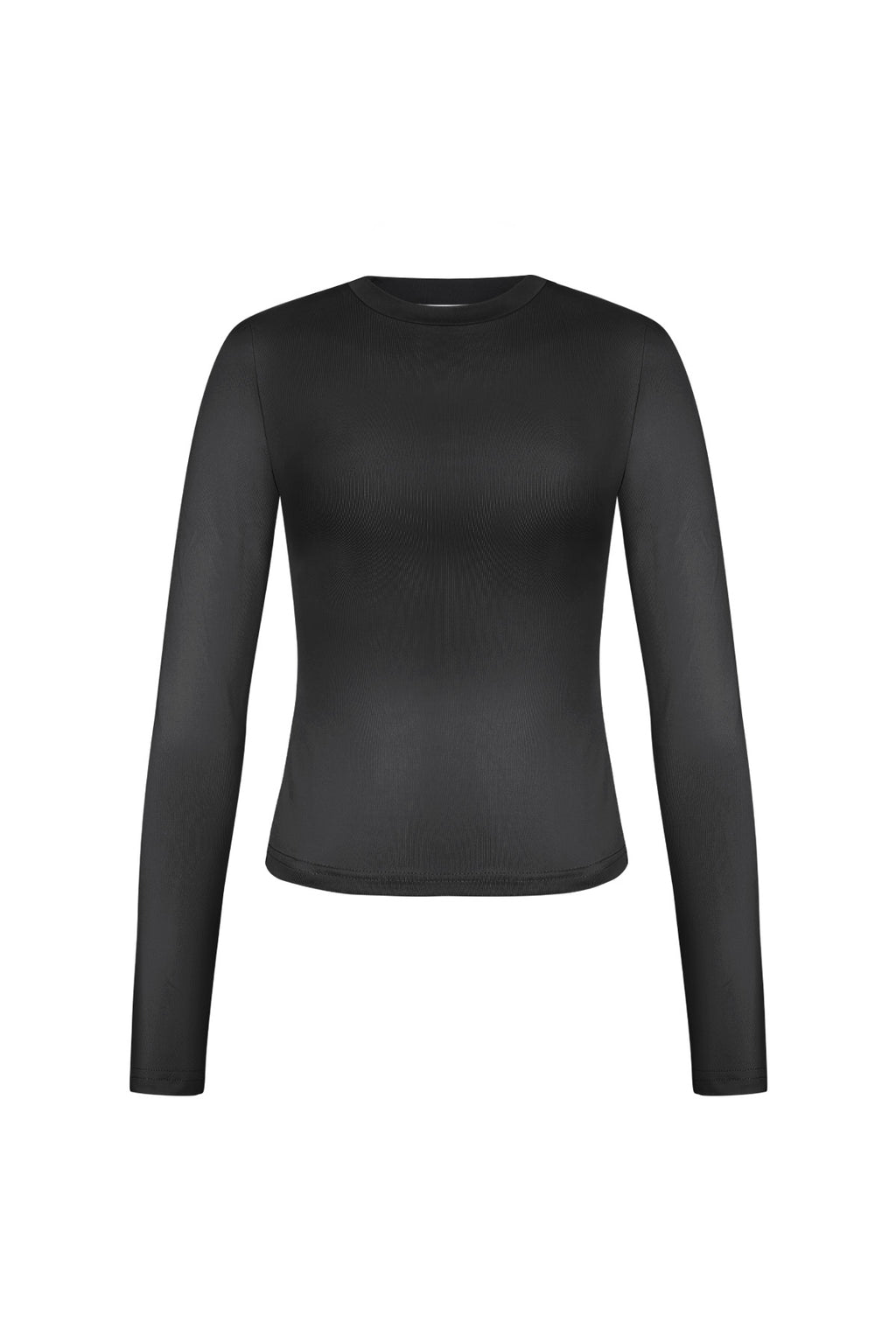 Zwarte polyester bodycon longsleeve met ronde hals en lange mouwen