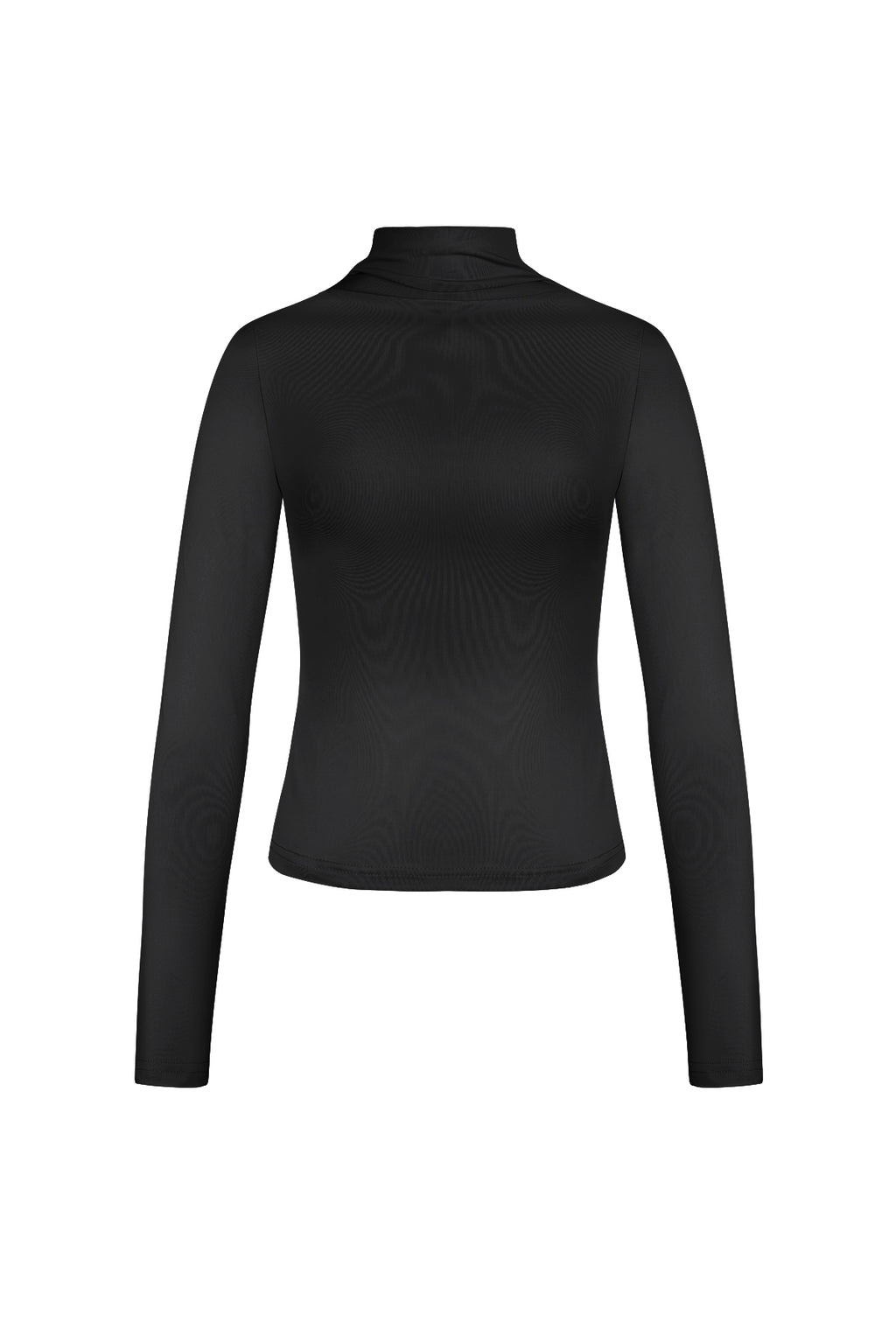 Zwarte ribbed coltrui van polyester met slim fit pasvorm