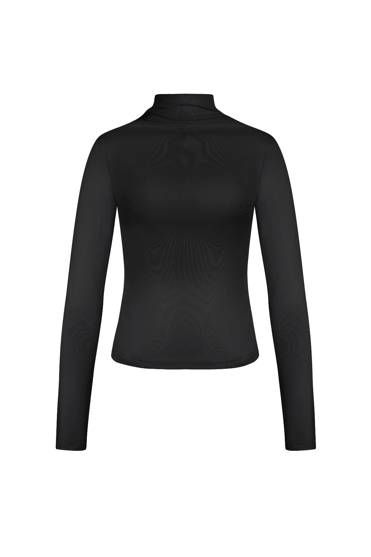 Zwarte ribbed coltrui van polyester met slim fit pasvorm
