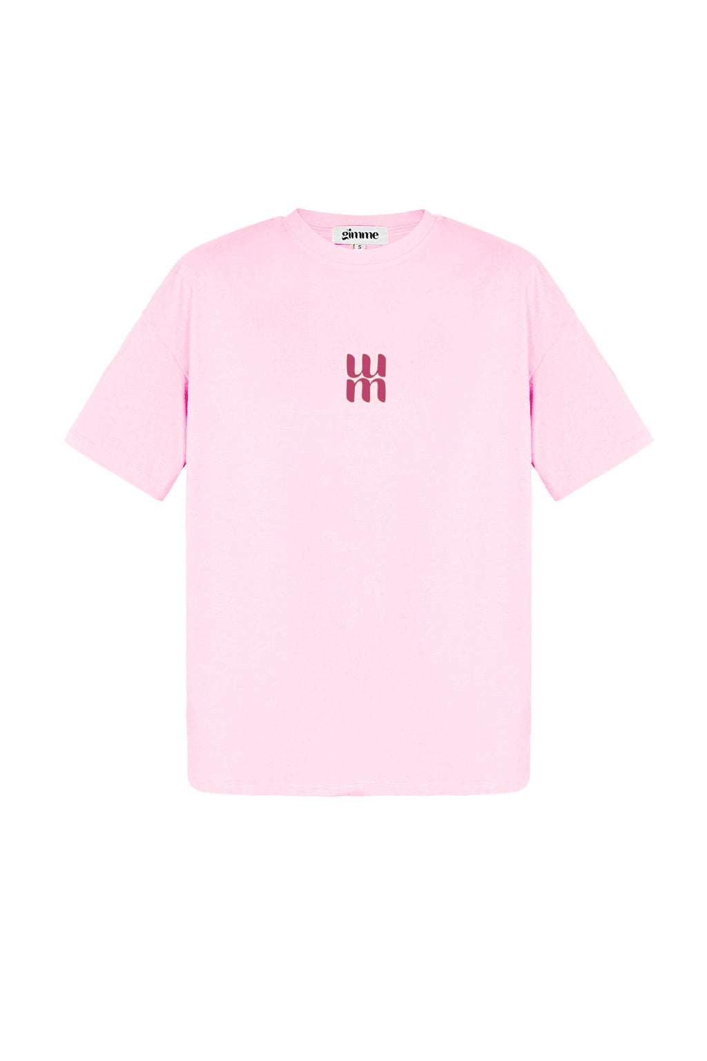 Roze oversized T-shirt van katoen met klein logo op de borst