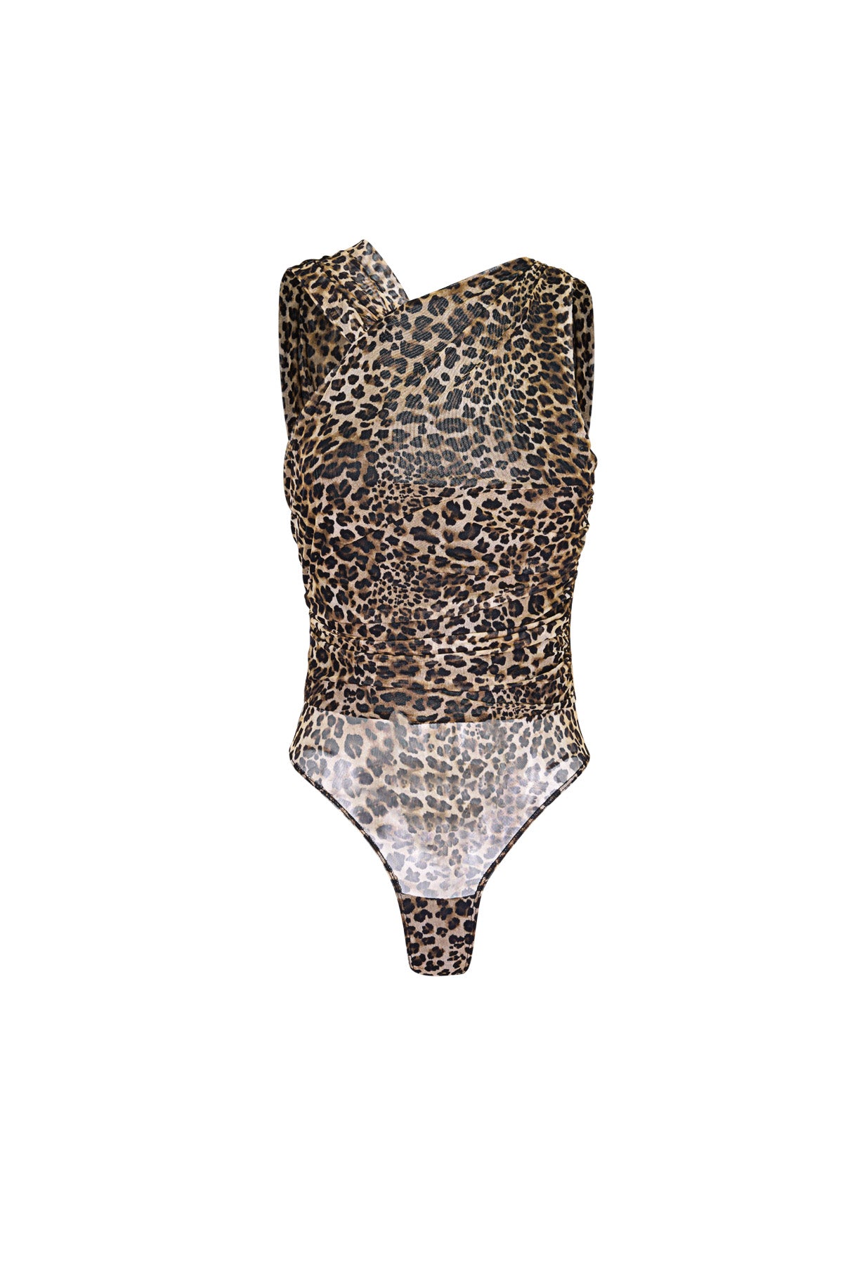 Bruine bodysuit met luipaardprint patroon mouwloos