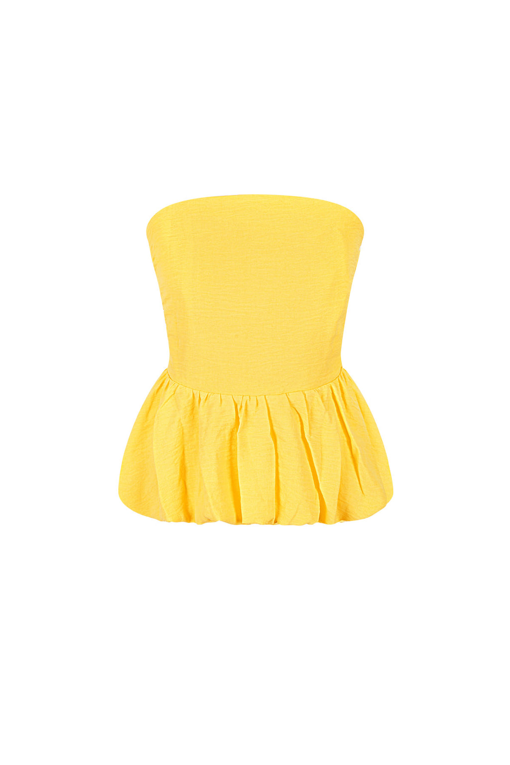 Geel polyester strapless top ruffle bandeau zomer