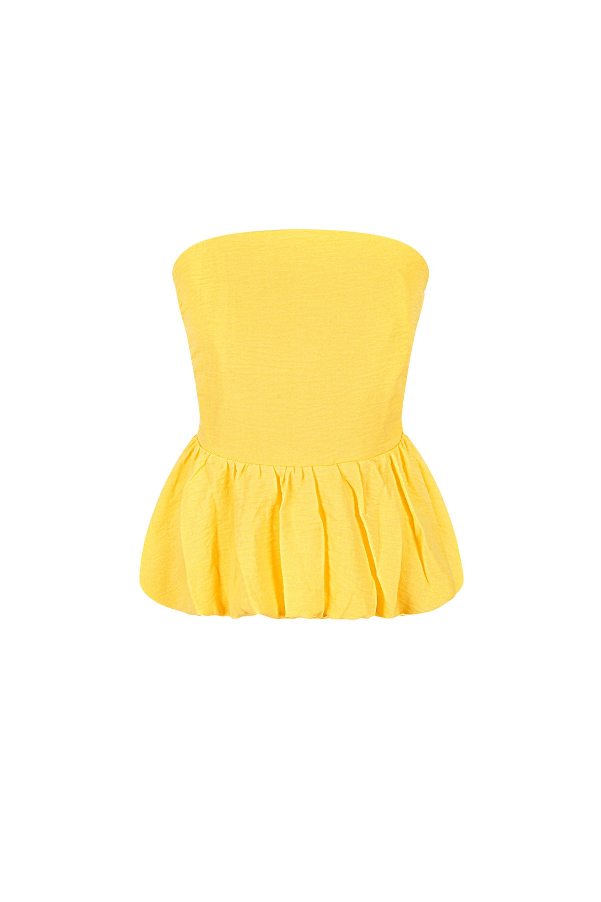 Geel polyester strapless top ruffle bandeau zomer