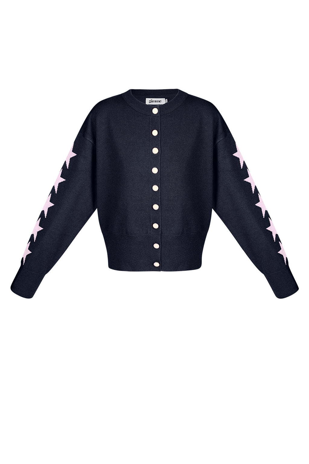 Viscose Knit Cardigan Women's Cropped Style Star Pattern