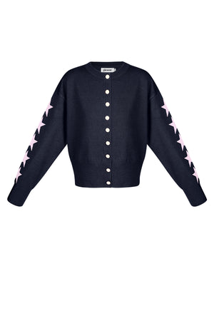 Viscose Knit Cardigan Women's Cropped Style Star Pattern