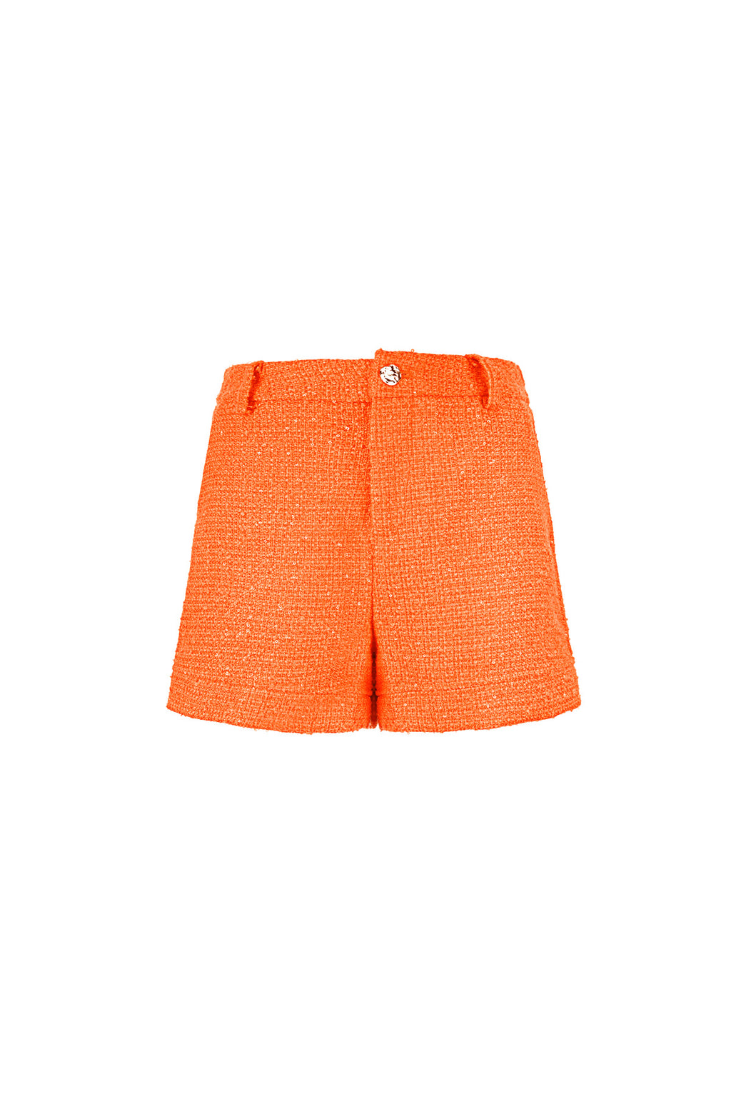 Oranje tweed shorts polyester high waist dames