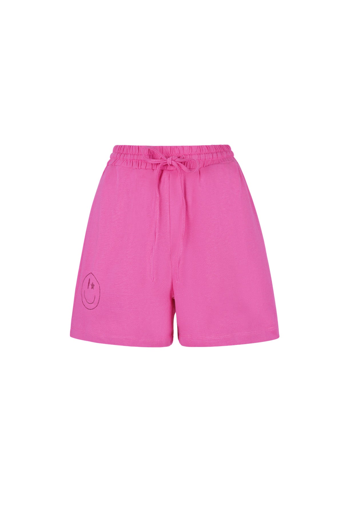 Fuchsia katoenen sweat shorts met elastische taille en trekkoord