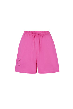 Fuchsia katoenen sweat shorts met elastische taille en trekkoord