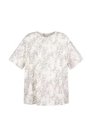 Grijs oversized katoen shirt met subtiele luipaardprint