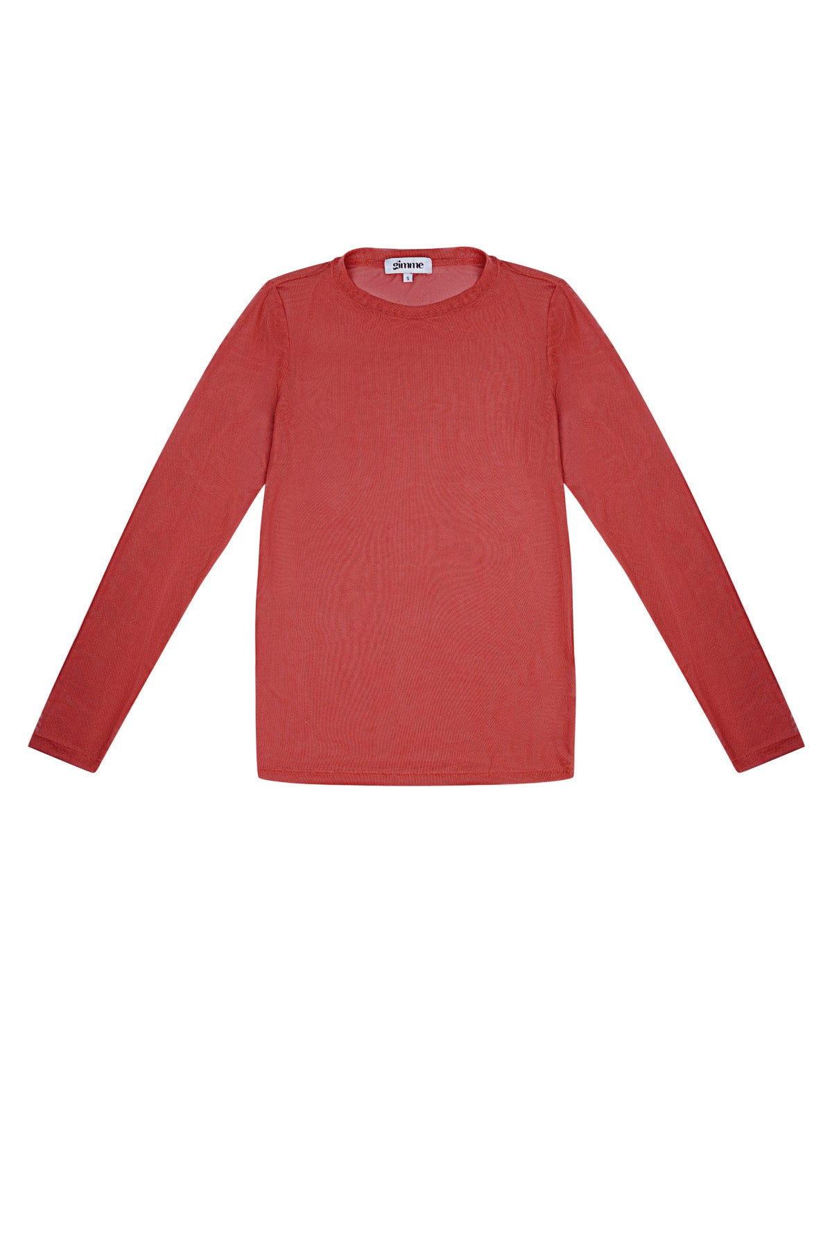 Rode polyester longsleeve met mesh panelen voor dames