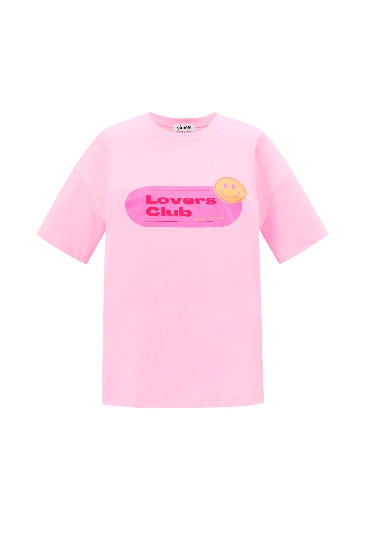 Roze katoenen t-shirt lovers club print oversized