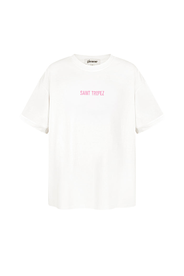 Cotton Women's T-shirt Oversized Saint Tropez Print