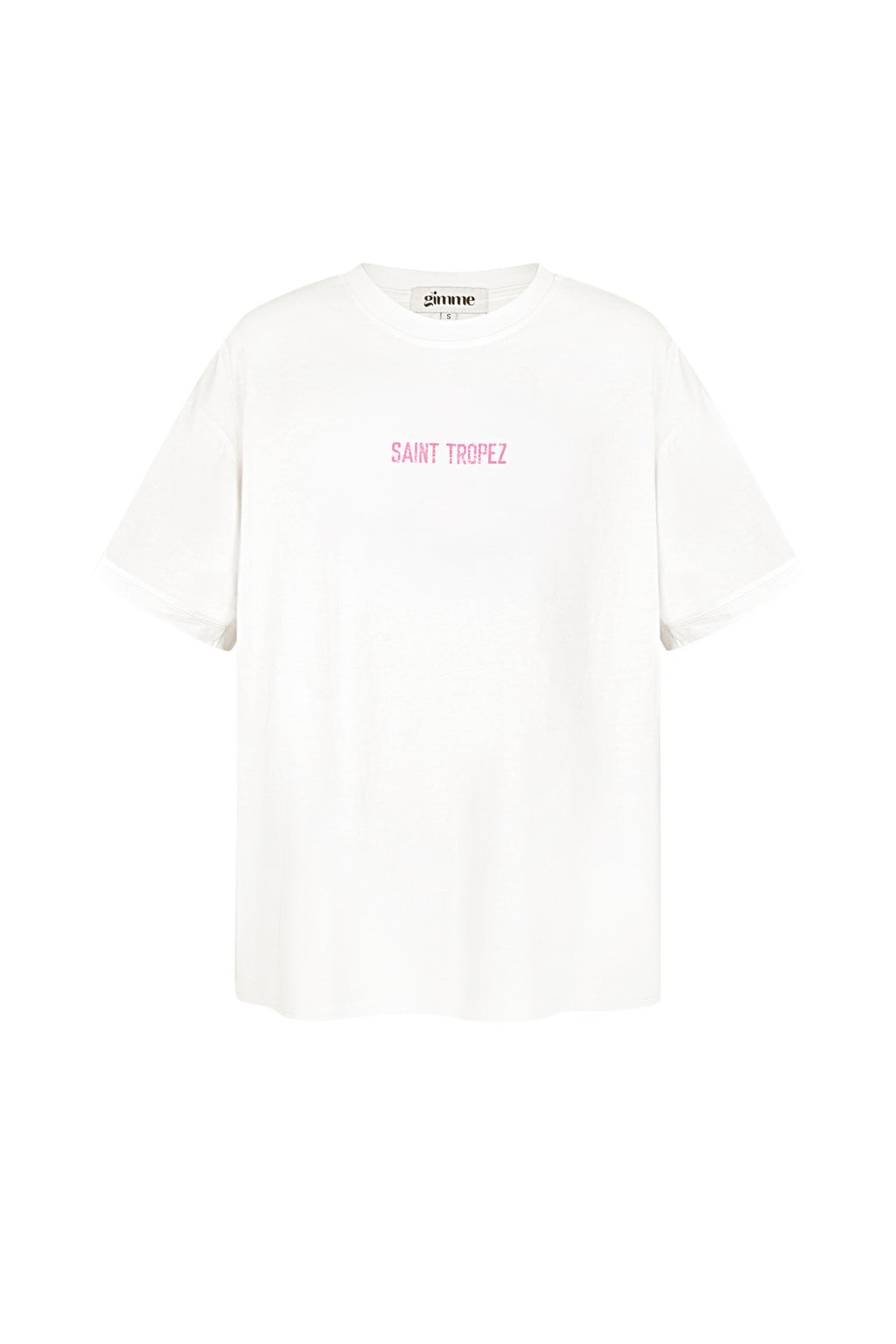 Wit katoenen oversized T-shirt met roze Saint Tropez tekstprint