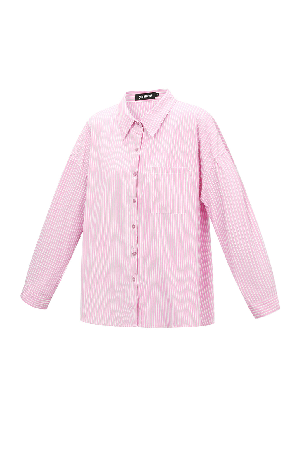 Roze gestreepte katoen blouse met klassieke kraag en knoopsluiting