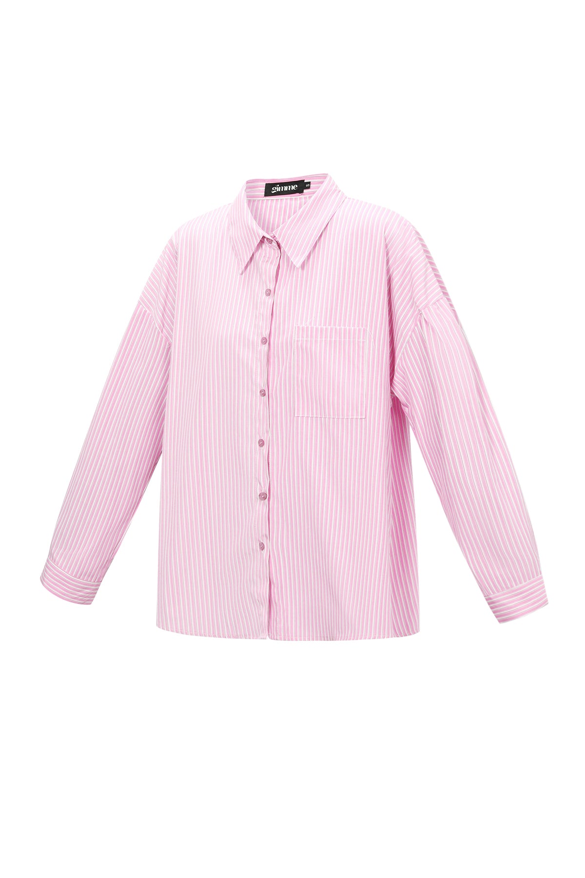 Roze gestreepte katoen blouse met klassieke kraag en knoopsluiting