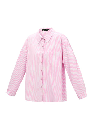 Roze gestreepte katoen blouse met klassieke kraag en knoopsluiting