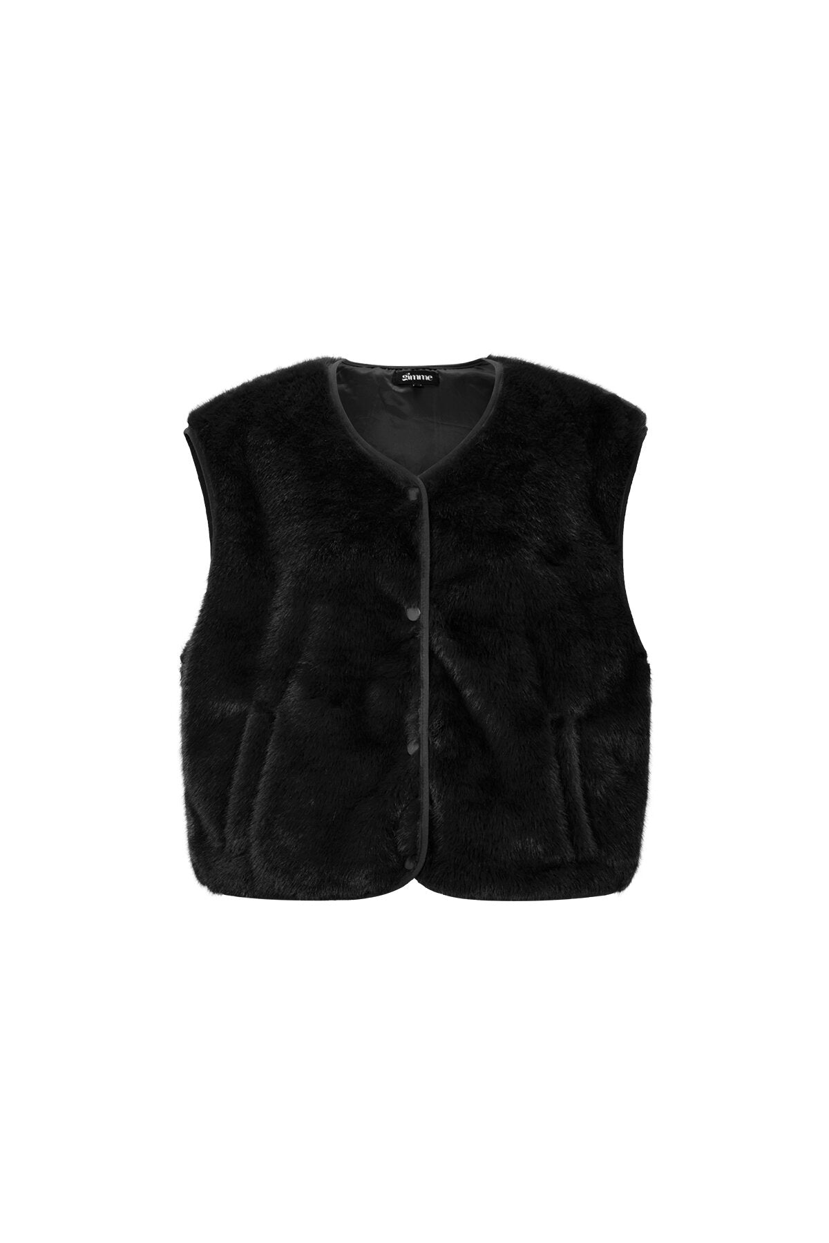 Zwarte mouwloze faux fur gilet van zachte nepbont