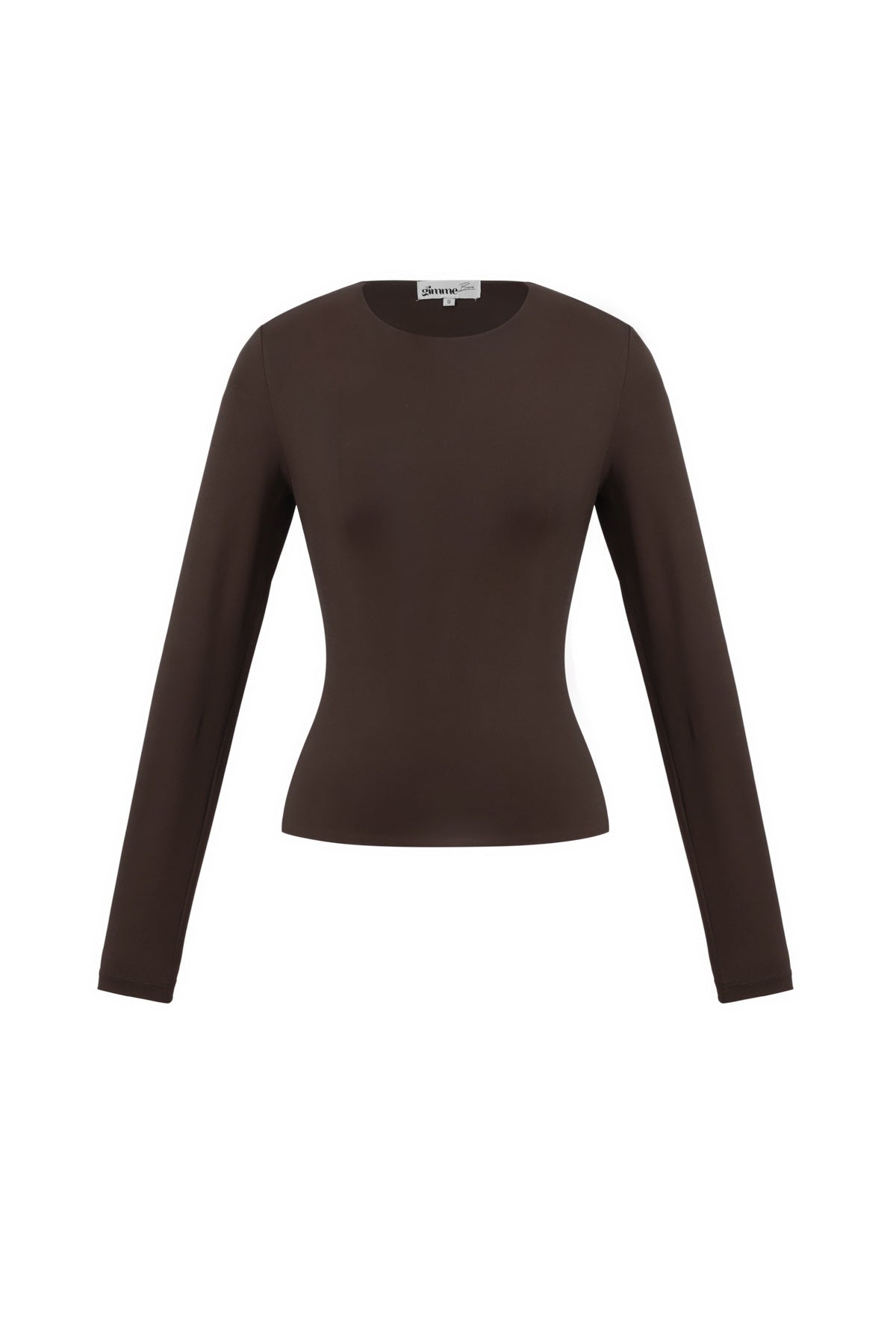 Bruine getailleerde longsleeve van zachte tricot voor dames