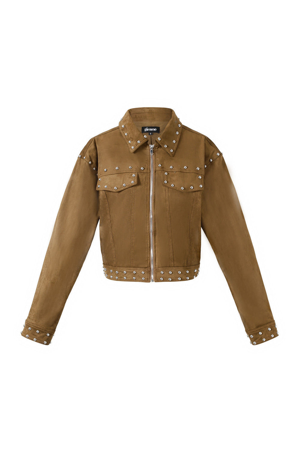 Kaki western jacket met goudkleurige studs langs de naden
