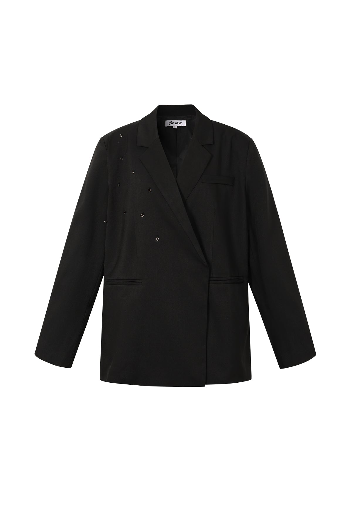 Zwarte dubbele knoop blazer met revers