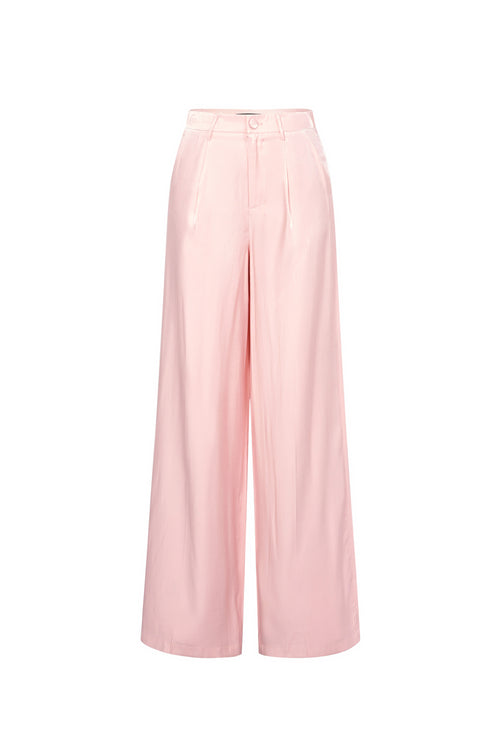 Roze fluwelen broek met rechte pijpen van katoen