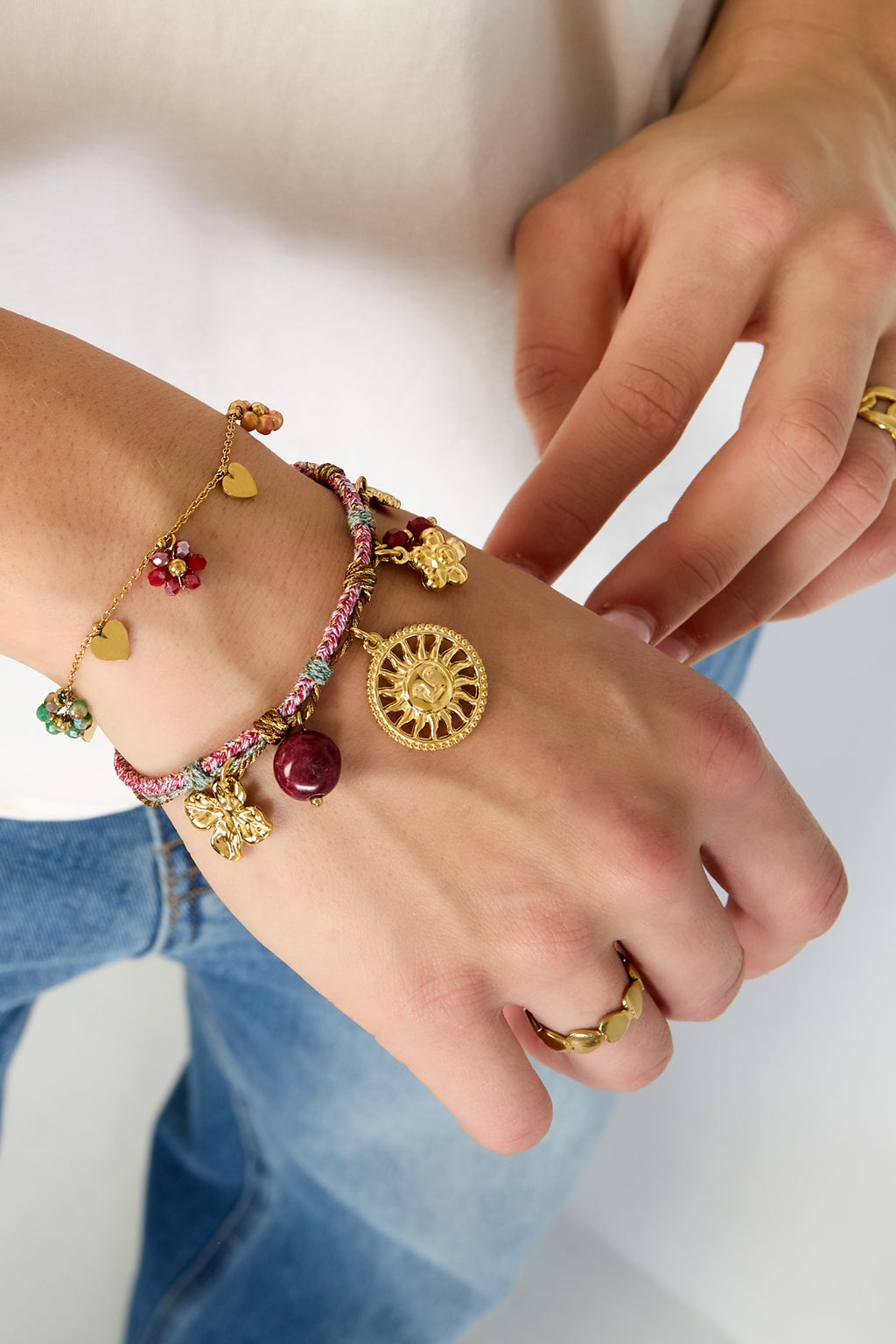 Stainless Steel Charm Bracelets Flower Casual Daily Simple Series Women's jewelry