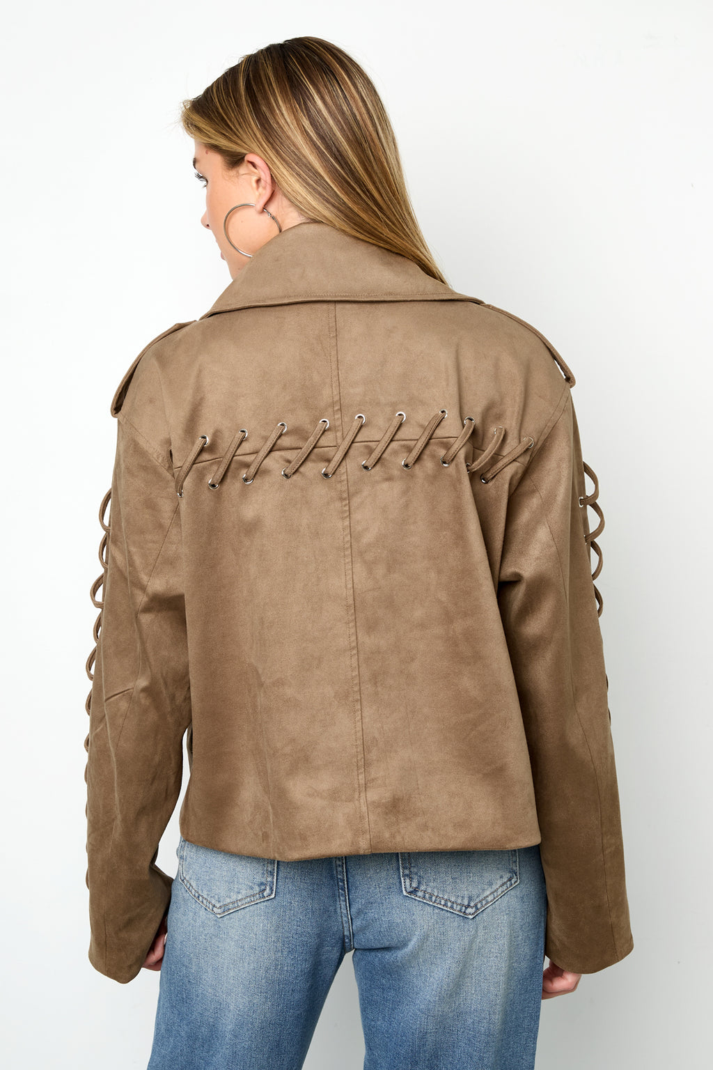 Woven Polyester Fiber Women's Jacket Street Style Tie-up