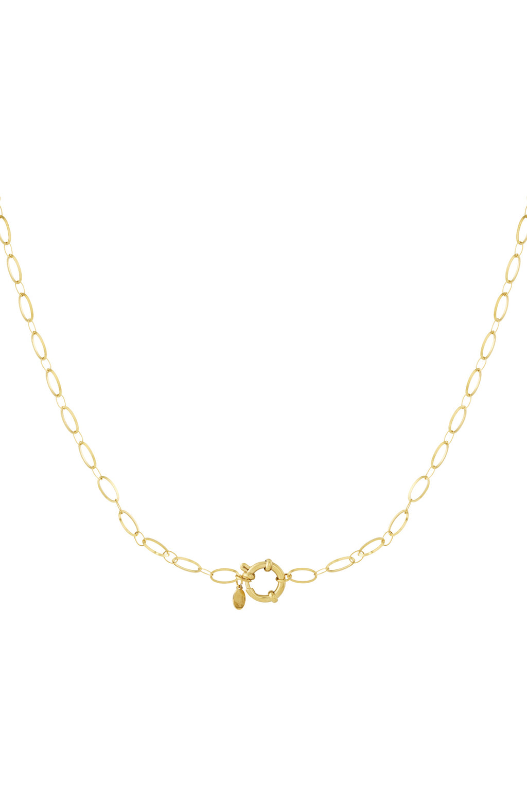 Gouden schakelketting met slot charm hanger van roestvrij staal