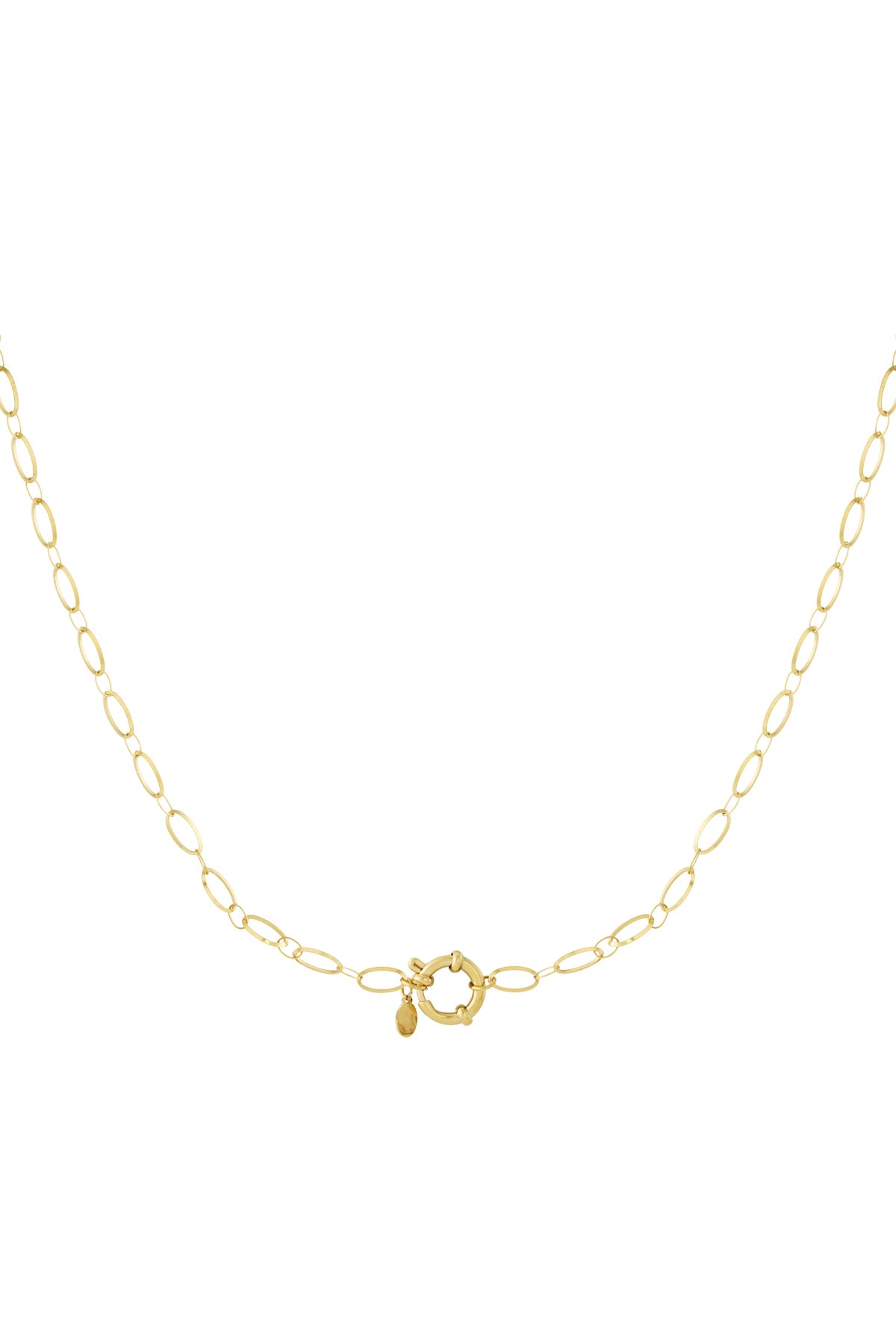 Gouden schakelketting met slot charm hanger van roestvrij staal