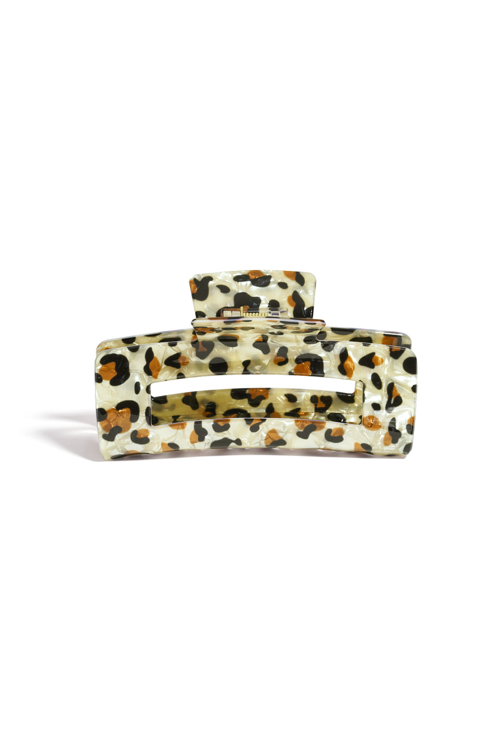 Bruine haarclip met luipaardprint patroon van acryl materiaal