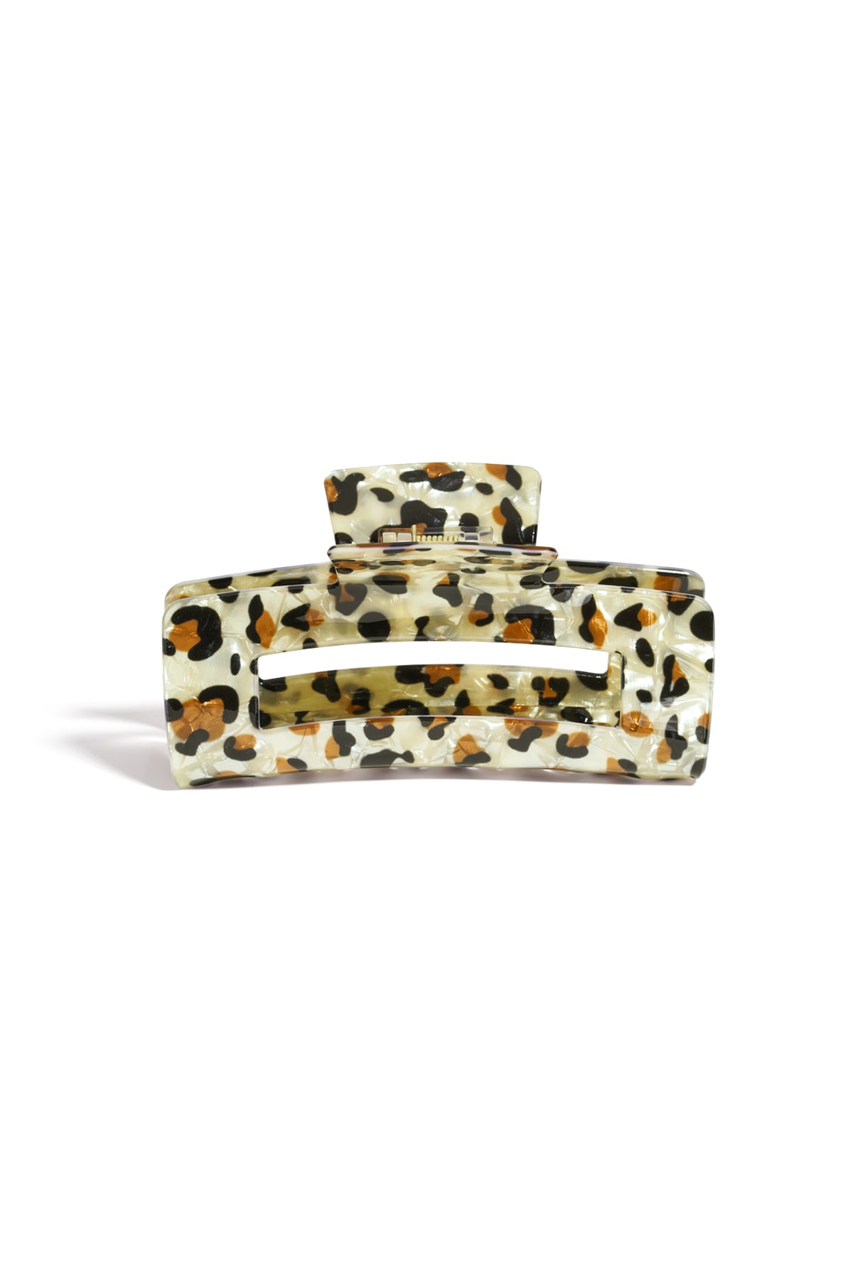 Bruine haarclip met luipaardprint patroon van acryl materiaal