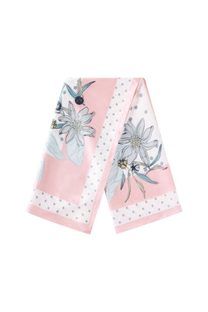 Roze sjaal met bloemenmotief en stippen van polyester