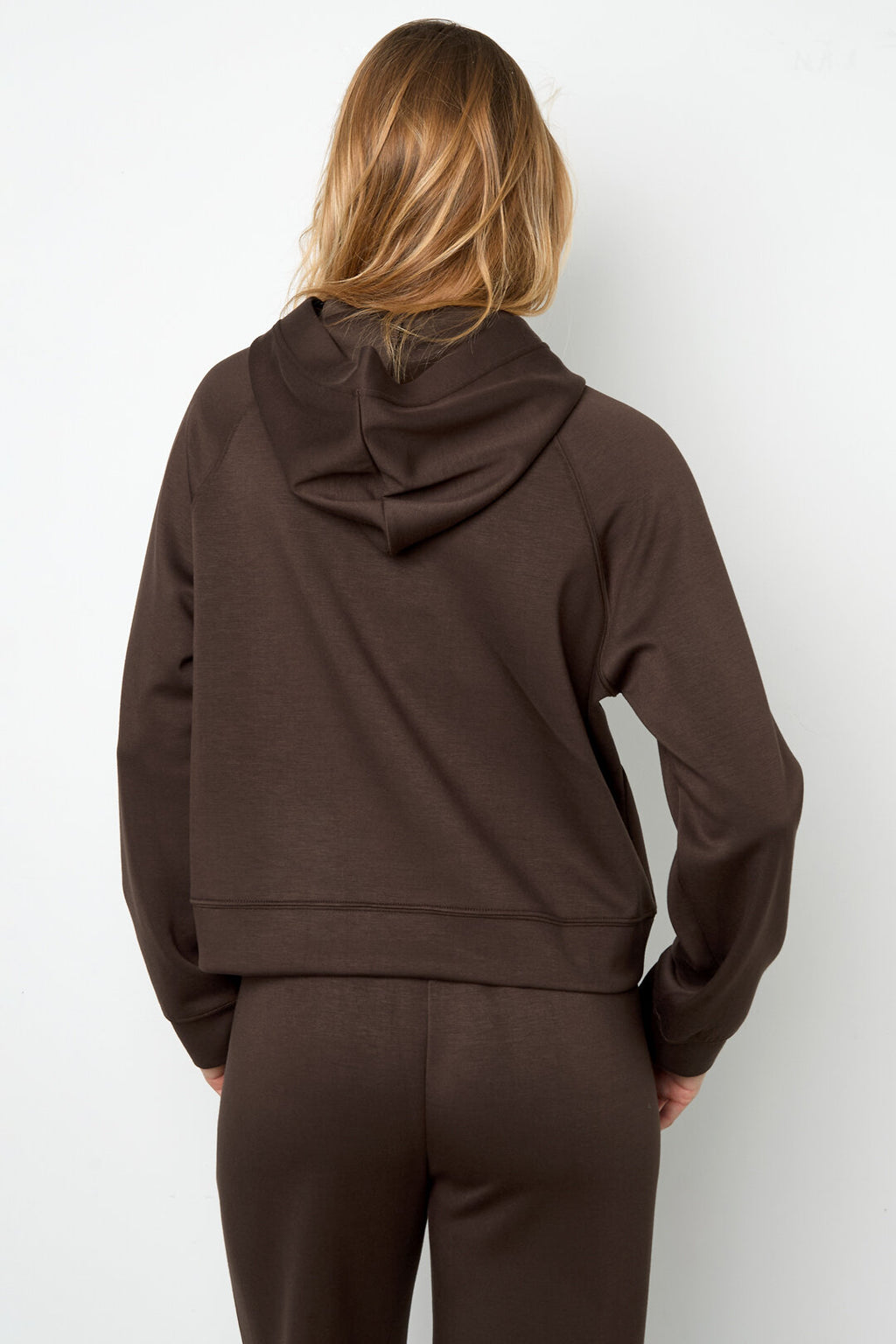 Knitted Polyester Fiber Women's Hoodie Sporty Solid Color
