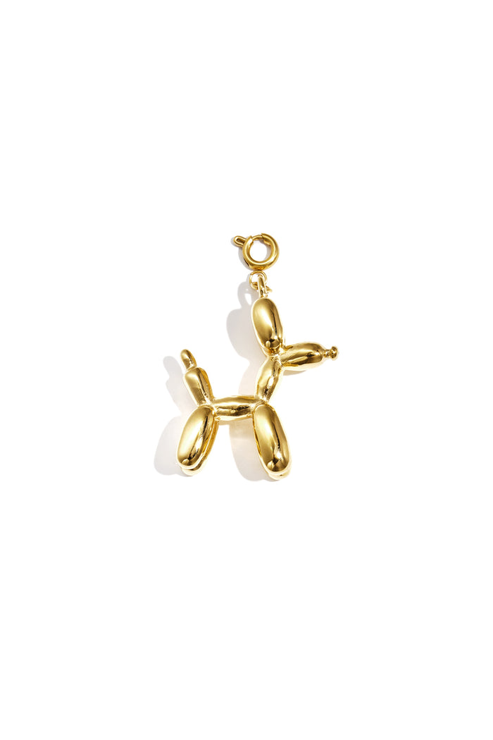 Goudkleurige balloon hond charm met gladde hoogglans afwerking